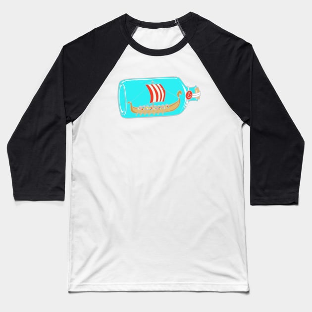 Viking Ship In a Bottle Baseball T-Shirt by Nerdpins